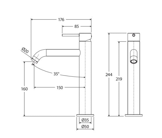 Kaya Medium Basin Mixer - Fienza