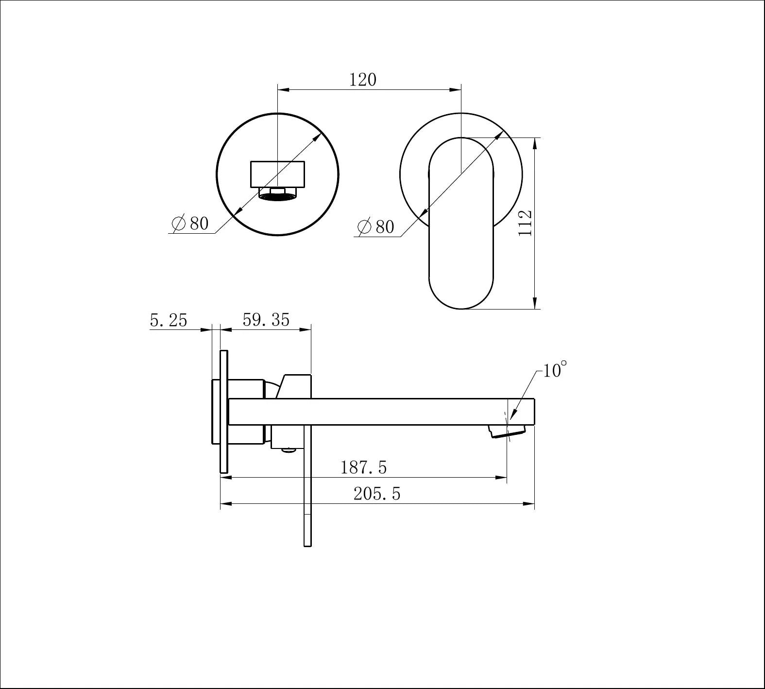 Ecco Wall Basin/Bath Mixer Separate Back