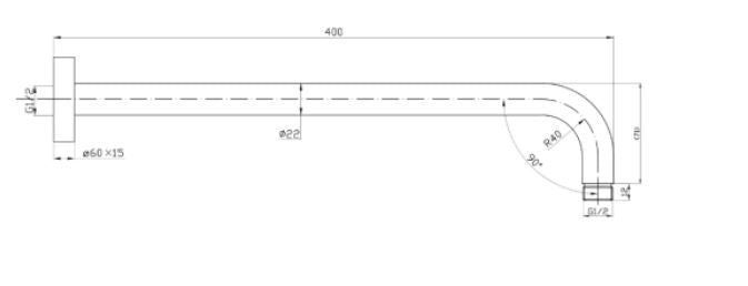 'STEEL' Shower Arm - 400mm