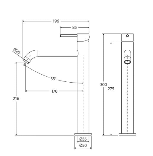 Kaya Tall Basin Mixer - Fienza