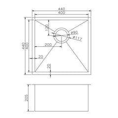 Handmade Single Bowl Sink for Flush Mount and Undermount TWM8