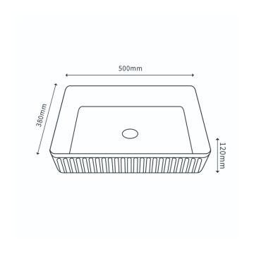 Rectangular Fluted Basin 500x380x120MM - Available in Gloss/Matte White and Matte Black