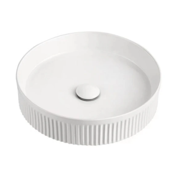 Round Fluted Basin 360x360x120MM - Available in Gloss/Matte White and Matte Black