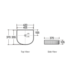 Arch Fluted Basin 415x365x120MM - Available in Gloss/Matte White and Matte Black
