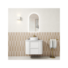 PRE ORDER - Ramee Fluted Wall Hung 750mm Matte White Cabinet
