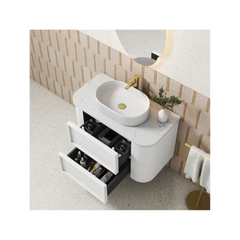 PRE ORDER - Ramee Fluted Wall Hung 750mm Matte White Cabinet