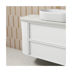 PRE ORDER - Ramee Fluted Wall Hung 1500mm Matte White Cabinet