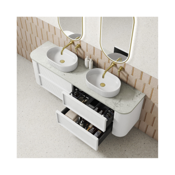 PRE ORDER - Ramee Fluted Wall Hung 1500mm Matte White Cabinet