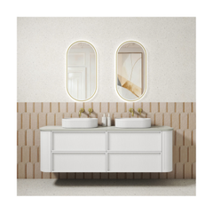PRE ORDER - Ramee Fluted Wall Hung 1800mm Matte White Cabinet