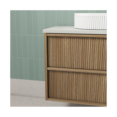 Venetta Fluted Framed Wall Hung 750mm Harvest Oak Cabinet