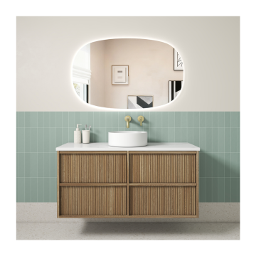 Venetta Fluted Framed Wall Hung 1200mm Harvest Oak Cabinet