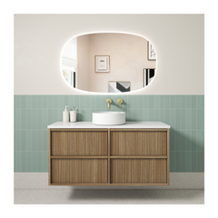Venetta Fluted Framed Wall Hung 1200mm Harvest Oak Cabinet