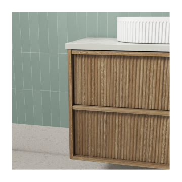 Venetta Fluted Framed Wall Hung 1200mm Harvest Oak Cabinet