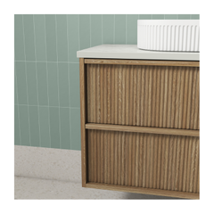 Venetta Fluted Framed Wall Hung 1200mm Harvest Oak Cabinet