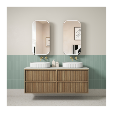 Venetta Fluted Framed Wall Hung 1500mm Harvest Oak Cabinet