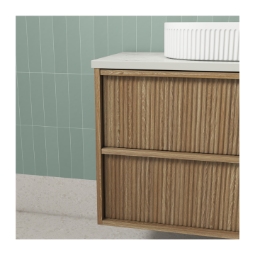 Venetta Fluted Framed Wall Hung 1800mm Harvest Oak Cabinet