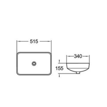 Rectangular Semi Inset Basin 515x340x65MM(lip) - Available in Gloss/Matte White and Matte Black