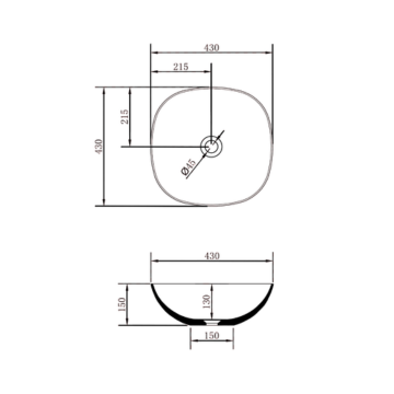 Rolo Soft Square Basin 430x430x150mm