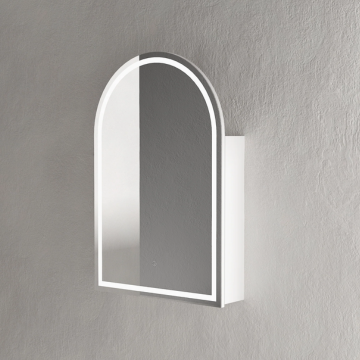 LED Roma Arch Shaving Cabinet Matte White - 900x600mm