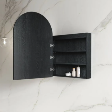 LED Archie 900x600 Black Oak Shaving Cabinet