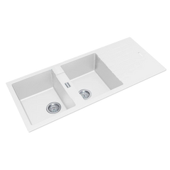 Granite Quartz Stone Kitchen Sink Double Bowls Drainboard Top/Undermount OX1150.KS