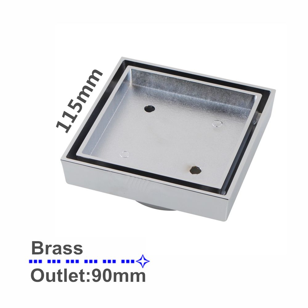 Brass Chrome Smart Tile Insert Floor Waste Shower Grate Drain 115x115mm