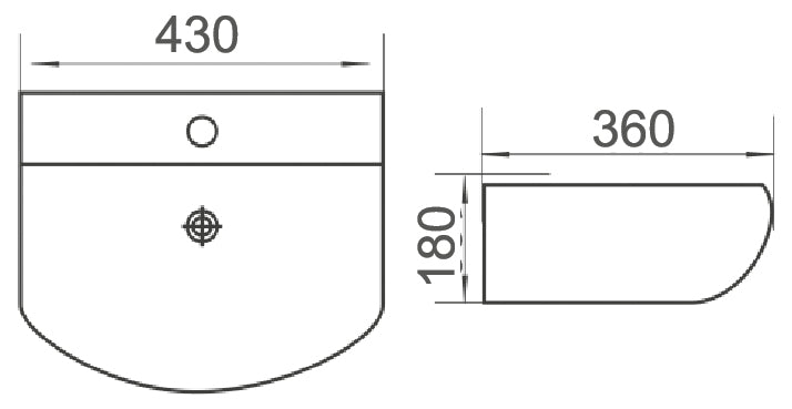 WB 3062W MINTY-II wall hung basin (with bracket)