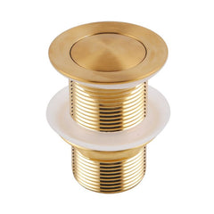 Solid Brass Basin Pop Up Waste NO Overflow Brushed Yellow Gold - 32/40mm