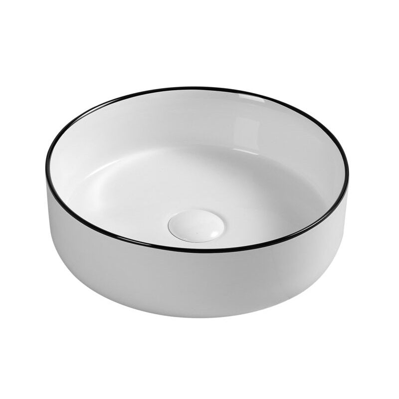 Dove 360mm Round Basin Gloss white with Black edge