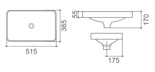 WB 5237A Nero Half Insert Basin