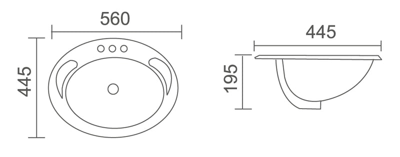 WB 5644 WB 5237A Nero Half Insert Basin