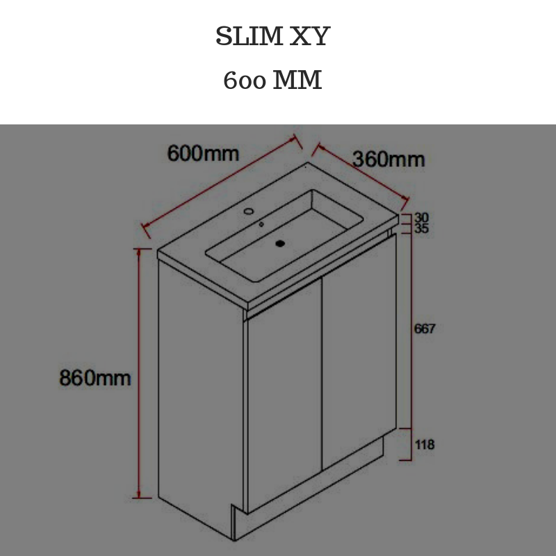 Slim XY 600mm Bathroom Vanity Freestanding