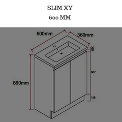 Slim XY 600mm Bathroom Vanity Freestanding