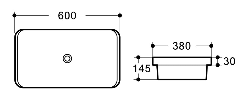 WB 6038 MILAN half insert basin