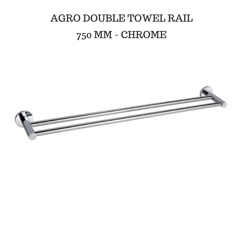 AGRO DOUBLE TOWEL RAIL 750 - CHROME
