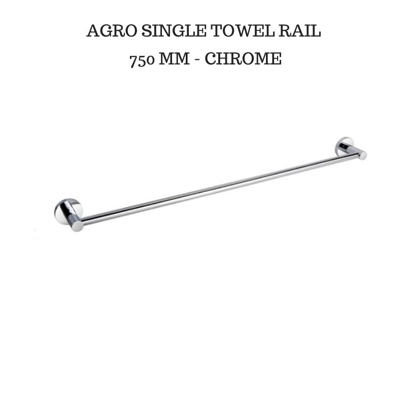 Agro Single Towel Rail 750mm - Chrome