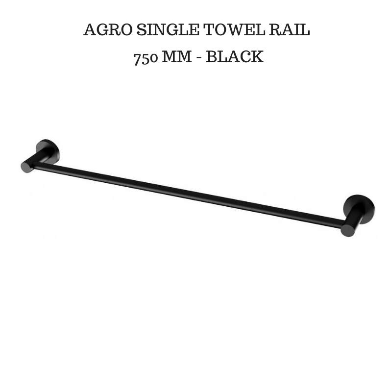 Agro Single Towel Rail 750mm - Matt Black