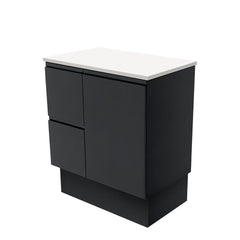 Willo Satin Black 750 Vanity on Kickboard, Left Hand Drawers