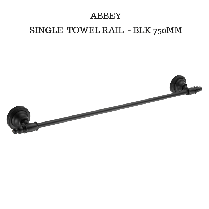 Abbey single Towel rail black 750mm
