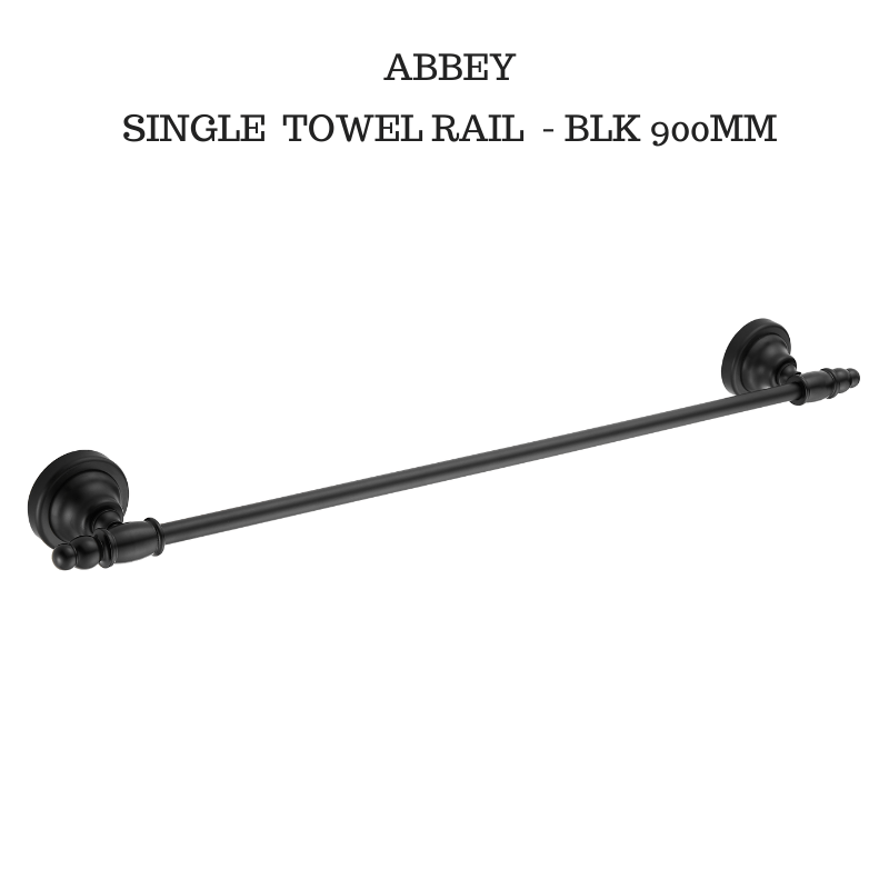 Abbey Single Towel Rail Black 900mm