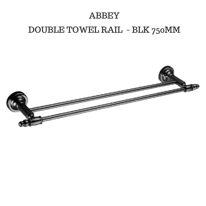 ABBEY DOUBLE TOWEL RAIL BLK- 750