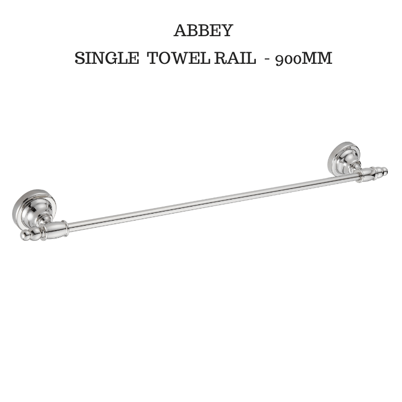 Classic Hamptons Style ABBEY SINGLE TOWEL RAIL Chrome- 900mm  SALE