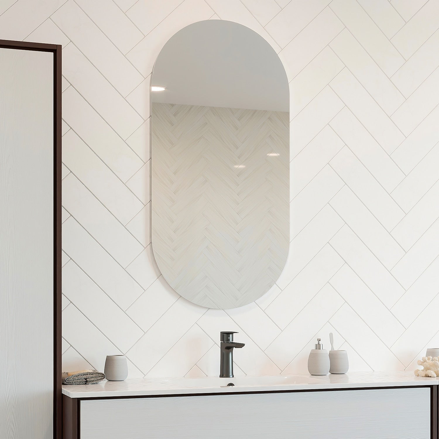 Pill Shape Polished Edge Mirror with Hangers - DP5010HN or  DP5010GT