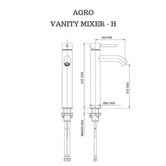 AGRO Tall Basin Mixer  - Matte Black