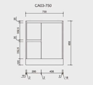 Alice 750mm Finger Pull Freestanding Bathroom Vanity Cabinet