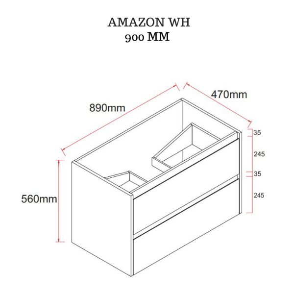 Amazon 900 Wall Hung American Oak natural Timber Bathroom Vanity