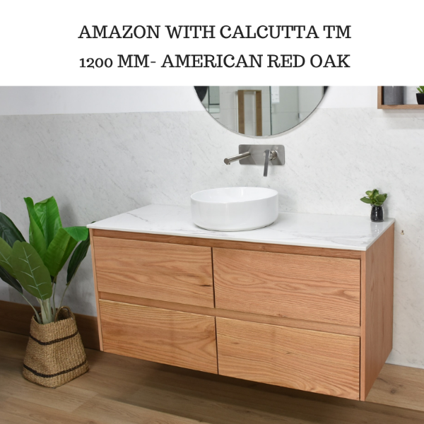 Amazon 1200 Wall Hung American Oak natural Timber Bathroom Vanity