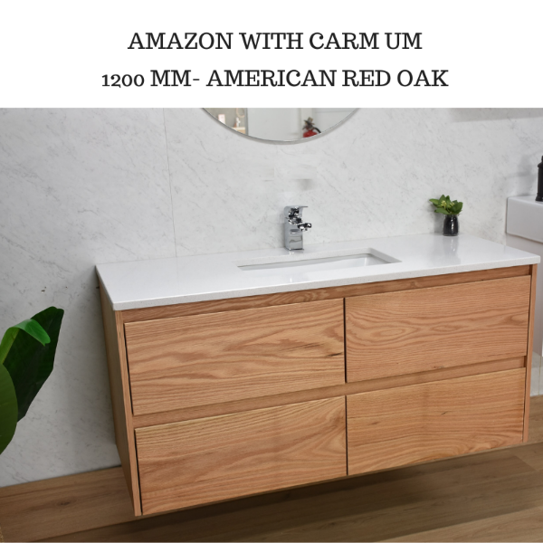 Buy Amazon 1200 Wall Hung American Oak natural Timber Bathroom Vanity ...