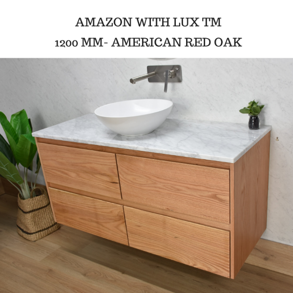 Buy Amazon 1200 Wall Hung American Oak natural Timber Bathroom Vanity ...