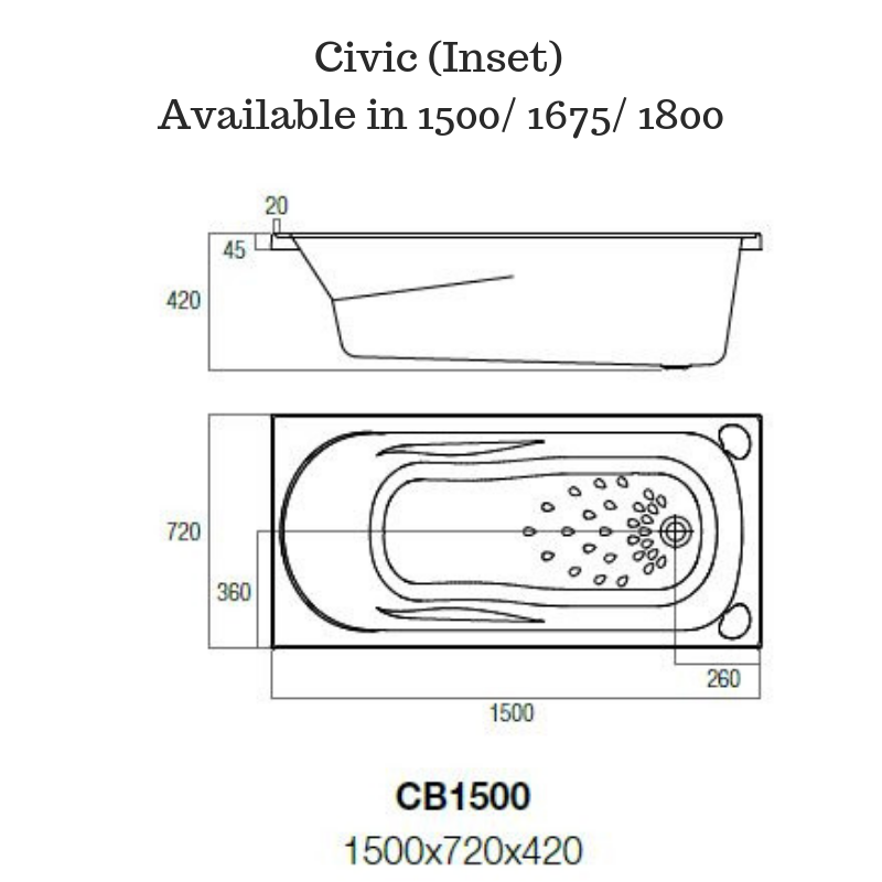 Inset Bath tub - Civic